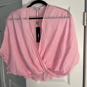 Fashion Nova Light Pink Draped Blouse
